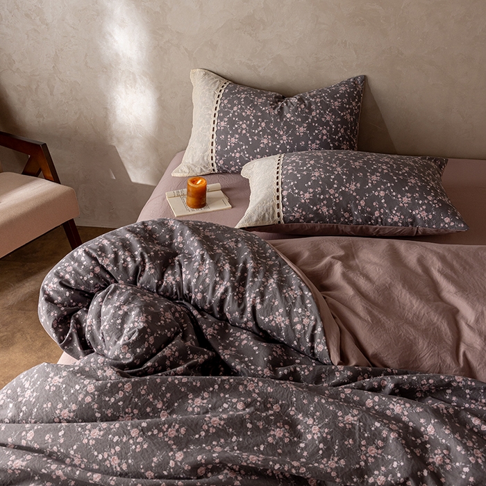 91家纺网 家纺一手货源 找家纺 芯贝儿 2025新款加厚全m花边双层纱水洗m四件套 米娅