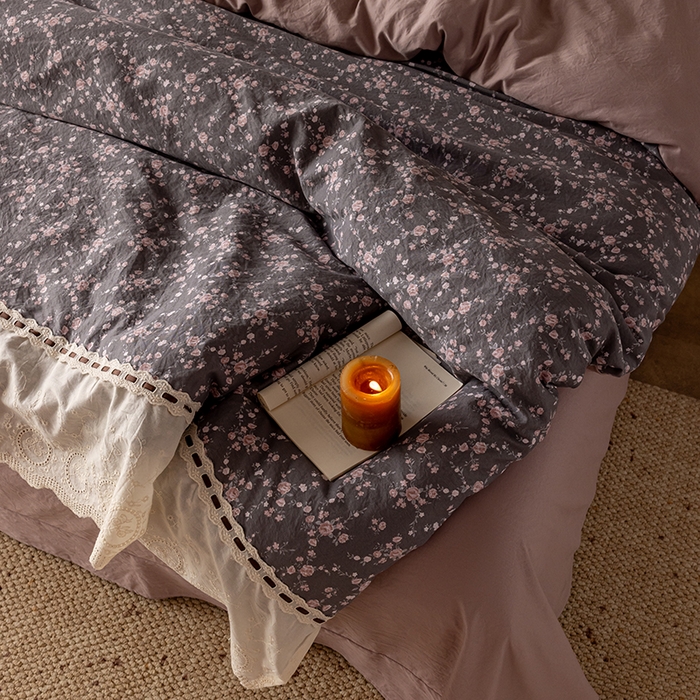 91家纺网 家纺一手货源 找家纺 芯贝儿 2025新款加厚全m花边双层纱水洗m四件套 米娅