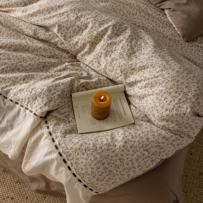 91家纺网 家纺一手货源 找家纺 芯贝儿 2025新款加厚全m花边双层纱水洗m四件套 夕颜