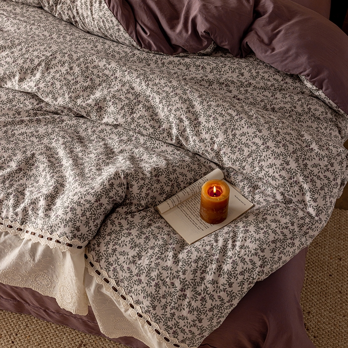 91家纺网 家纺一手货源 找家纺 芯贝儿 2025新款加厚全m花边双层纱水洗m四件套 竹韵