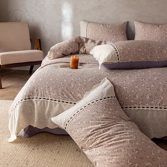 91家纺网 家纺一手货源 找家纺 芯贝儿 2025新款加厚全m花边双层纱水洗m四件套 云水瑶