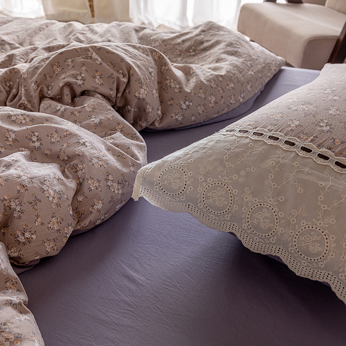 91家纺网 家纺一手货源 找家纺 芯贝儿 2025新款加厚全m花边双层纱水洗m四件套 云水瑶