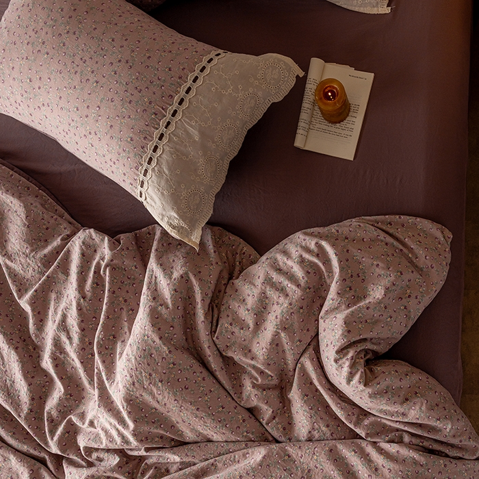 91家纺网 家纺一手货源 找家纺 芯贝儿 2025新款加厚全m花边双层纱水洗m四件套 兰兮