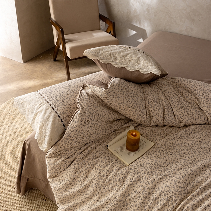 91家纺网 家纺一手货源 找家纺 芯贝儿 2025新款加厚全m花边双层纱水洗m四件套 夕颜