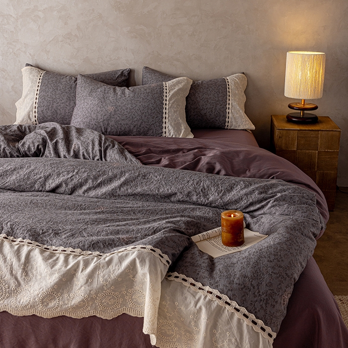 芯贝儿 2025新款加厚全m花边双层纱水洗m四件套 莫兰