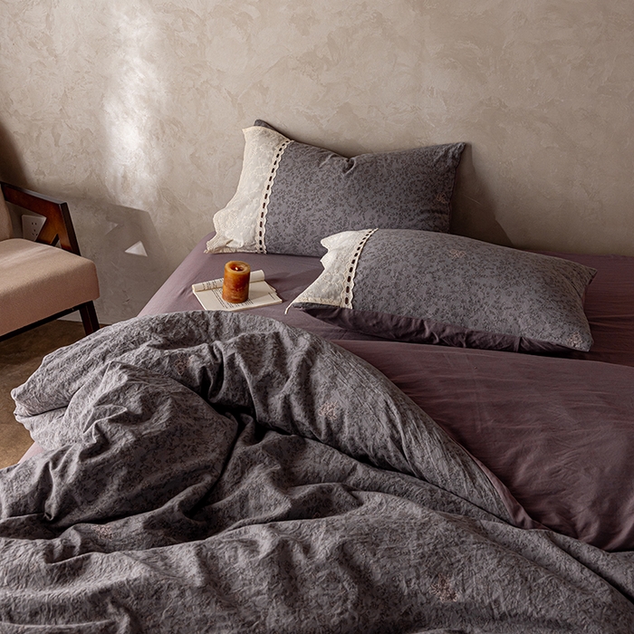 91家纺网 家纺一手货源 找家纺 芯贝儿 2025新款加厚全m花边双层纱水洗m四件套 莫兰