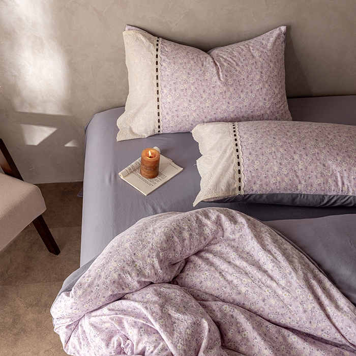 91家纺网 家纺一手货源 找家纺 芯贝儿 2025新款加厚全m花边双层纱水洗m四件套 小幸运