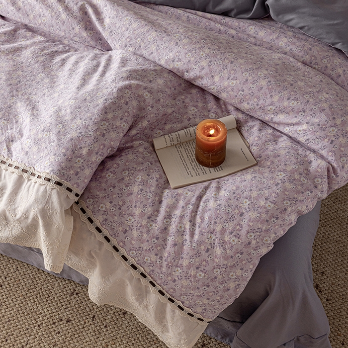 91家纺网 家纺一手货源 找家纺 芯贝儿 2025新款加厚全m花边双层纱水洗m四件套 小幸运