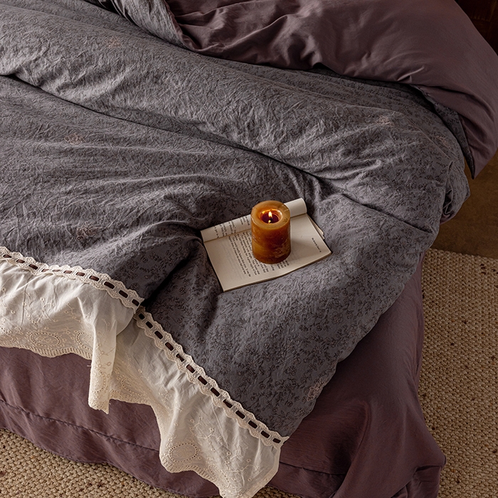 91家纺网 家纺一手货源 找家纺 芯贝儿 2025新款加厚全m花边双层纱水洗m四件套 莫兰