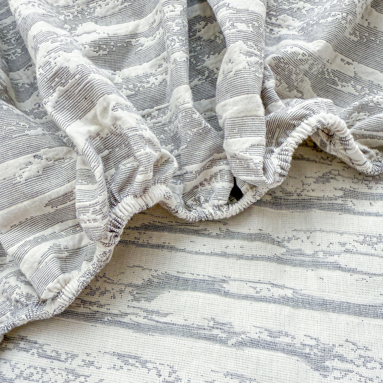 91家纺网 家纺一手货源 找家纺 眠博士 2025新款全棉纯棉三层纱床笠单品床笠床笠单件 三层纱床笠-流光灰