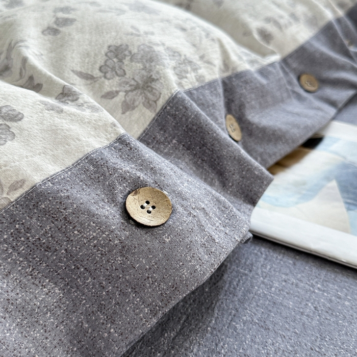 91家纺网 家纺一手货源 找家纺 七里香 2025秋冬新款A类加厚高克重亚麻复古风双层纱印花四件套 花之舞