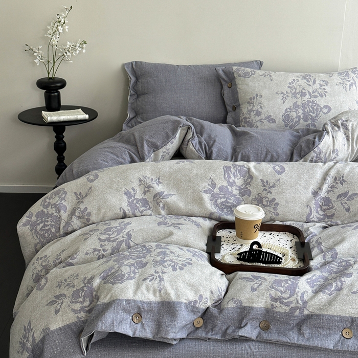 七里香 2025秋冬新款A类加厚高克重亚麻复古风双层纱印花四件套 露娜