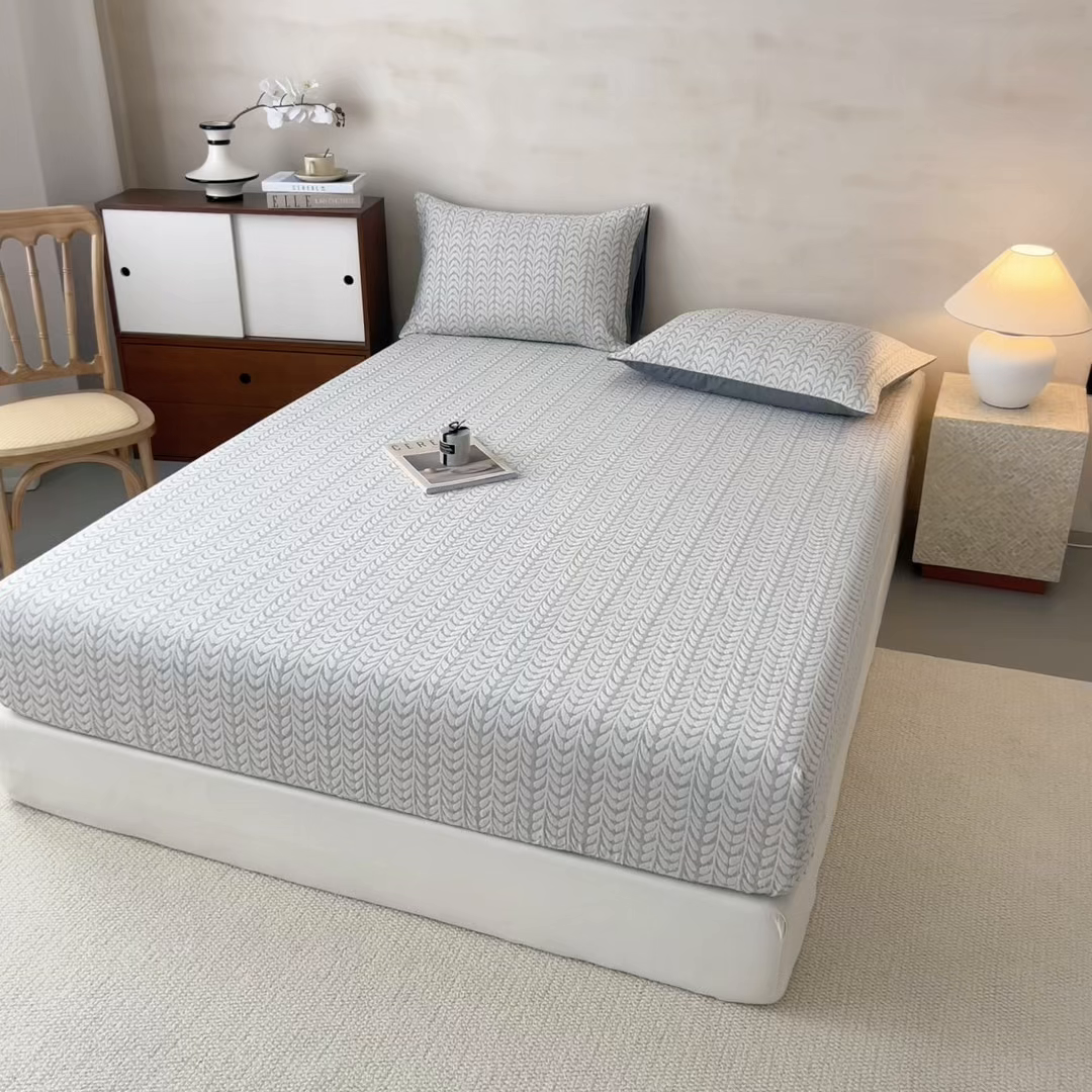 91家纺网 家纺一手货源 找家纺 眠博士 2025新款全棉纯棉三层纱床笠单品床笠床笠单件 三层纱床笠-荞麦灰