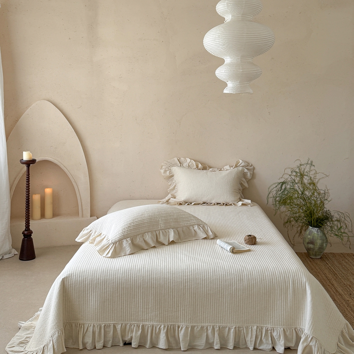 91家纺网 家纺一手货源 找家纺 （总）漫调家纺 2025新款棉麻提花单床盖-棉麻絮语