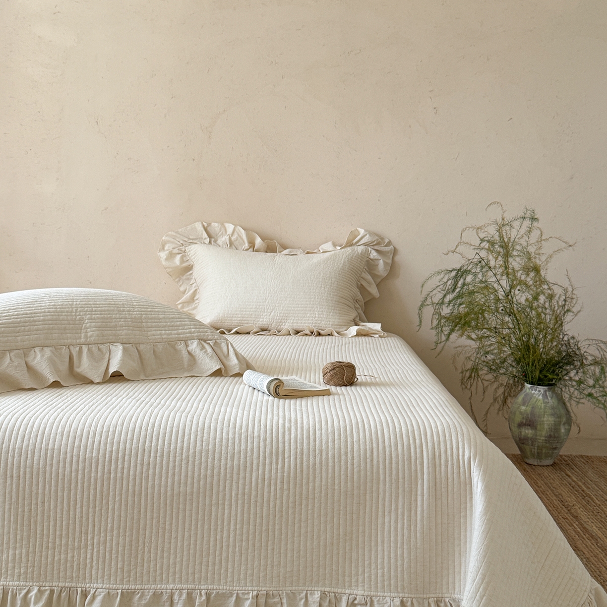 91家纺网 家纺一手货源 找家纺 （总）漫调家纺 2025新款棉麻提花单床盖-棉麻絮语