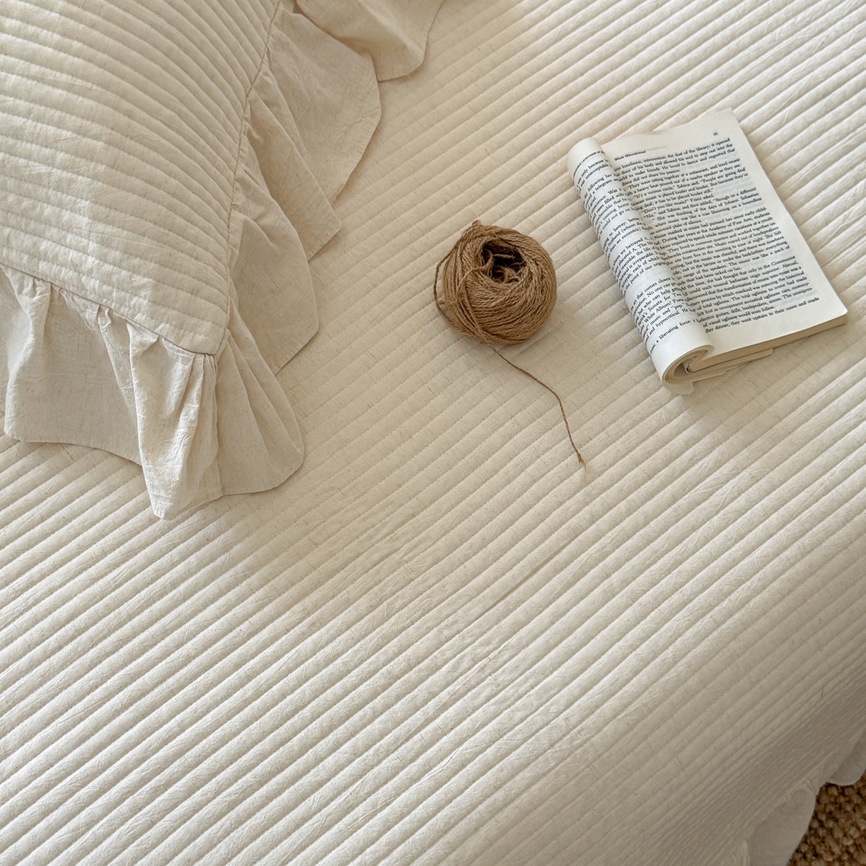 91家纺网 家纺一手货源 找家纺 漫调家纺 2025新款棉麻提花单床盖-棉麻絮语 棉麻絮语-本色