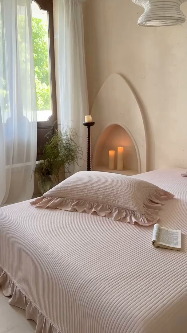 91家纺网 家纺一手货源 找家纺 漫调家纺 2025新款棉麻提花单床盖-棉麻絮语 棉麻絮语-粉