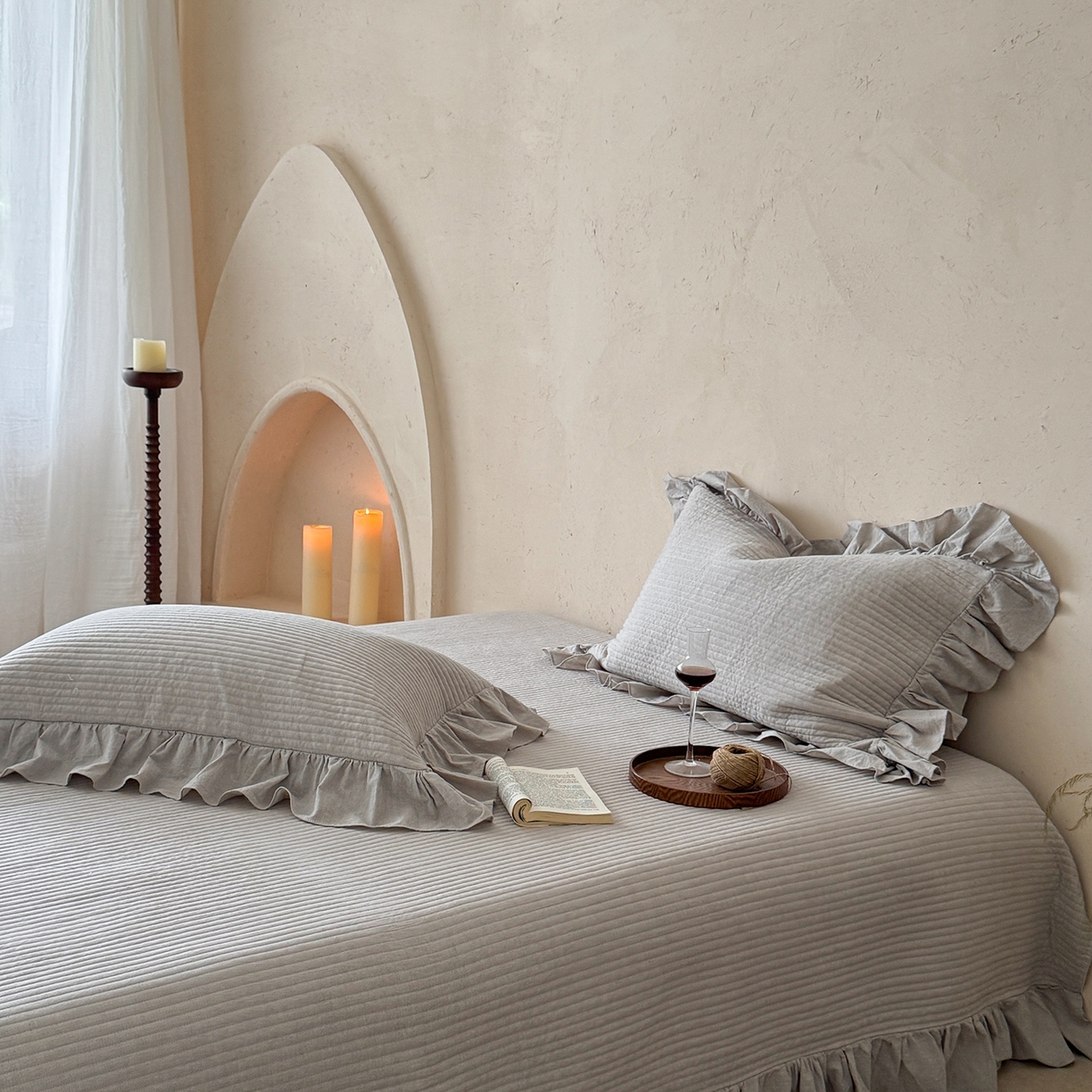 91家纺网 家纺一手货源 找家纺 漫调家纺 2025新款棉麻提花单床盖-棉麻絮语 棉麻絮语-灰