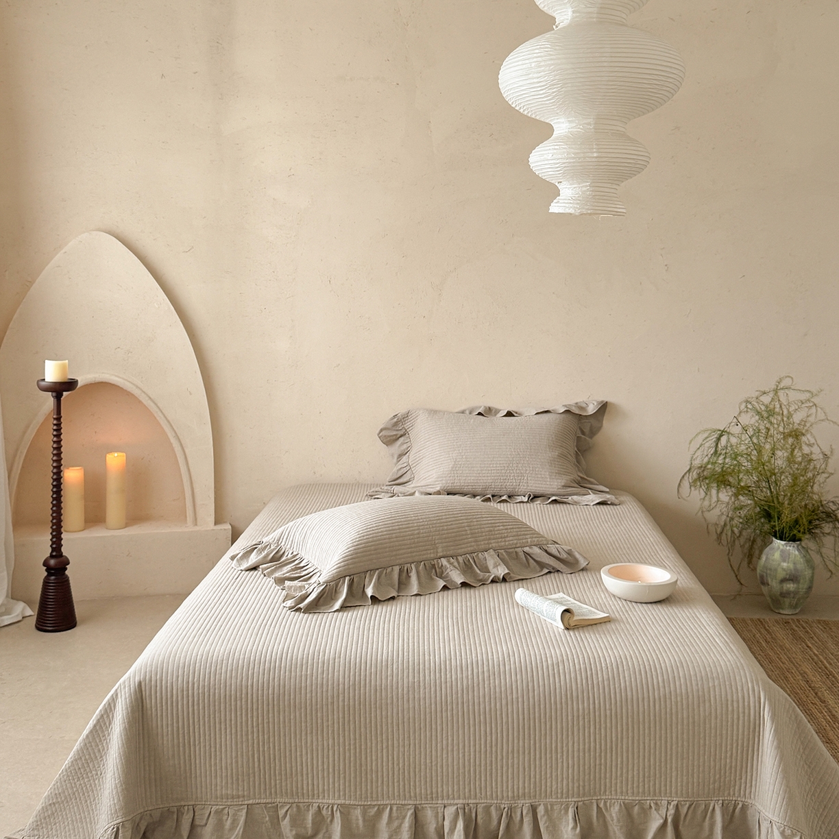 91家纺网 家纺一手货源 找家纺 漫调家纺 2025新款棉麻提花单床盖-棉麻絮语 棉麻絮语-咖