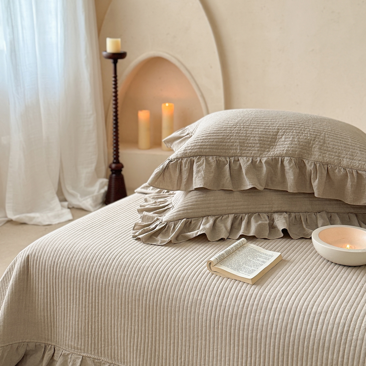 91家纺网 家纺一手货源 找家纺 漫调家纺 2025新款棉麻提花单床盖-棉麻絮语 棉麻絮语-咖