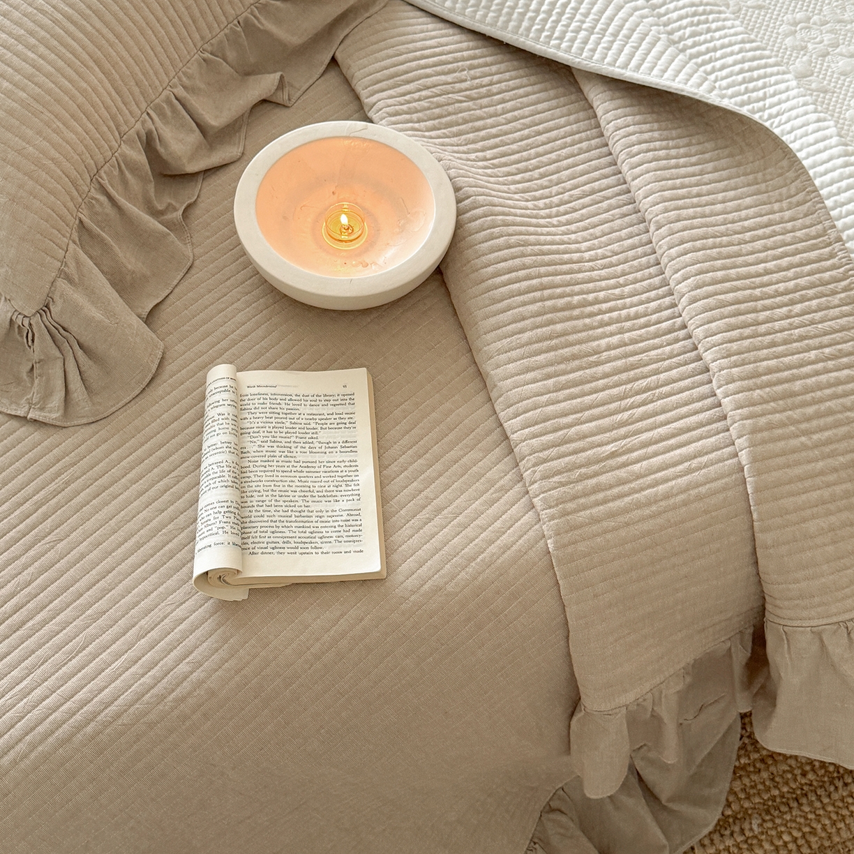 91家纺网 家纺一手货源 找家纺 漫调家纺 2025新款棉麻提花单床盖-棉麻絮语 棉麻絮语-咖