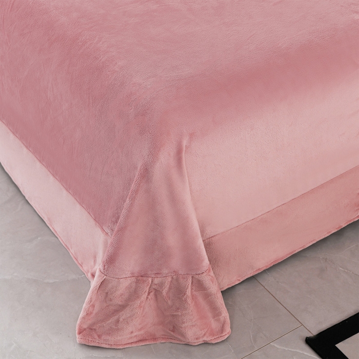 91家纺网 家纺一手货源 找家纺 紫月轩家纺 2025新款牛奶绒雕花四件套香槟-豆沙粉