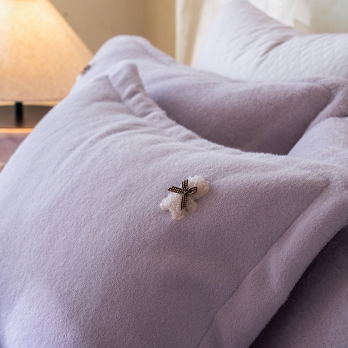 91家纺网 家纺一手货源 找家纺 佳汐蓝家纺 2025新款亲肤舒适A类糯米绒四件套 糯米绒 香芋紫