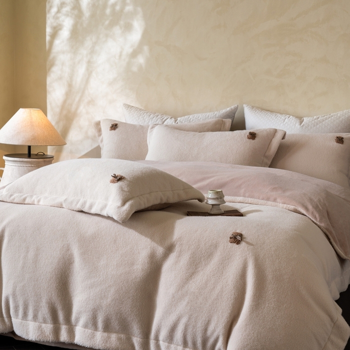 佳汐蓝家纺 2025新款亲肤舒适A类糯米绒四件套 糯米绒 芝士奶