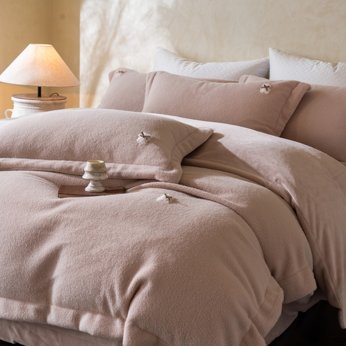 佳汐蓝家纺 2025新款亲肤舒适A类糯米绒四件套 糯米绒 卡其