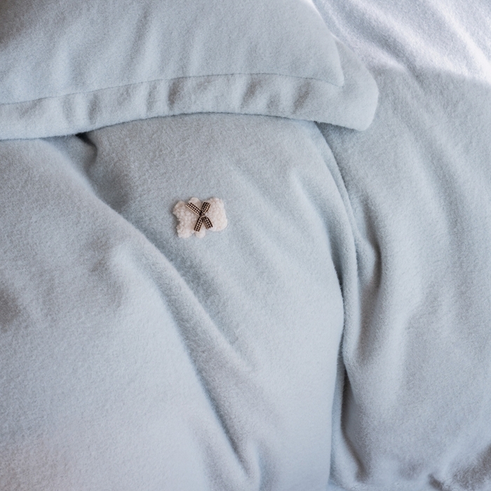 91家纺网 家纺一手货源 找家纺 佳汐蓝家纺 2025新款亲肤舒适A类糯米绒四件套 糯米绒 气泡蓝