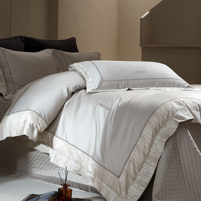 91家纺网 家纺一手货源 找家纺 （总）佳汐蓝家纺 2025新款亲肤舒适色织提花四件套-格瑞丝