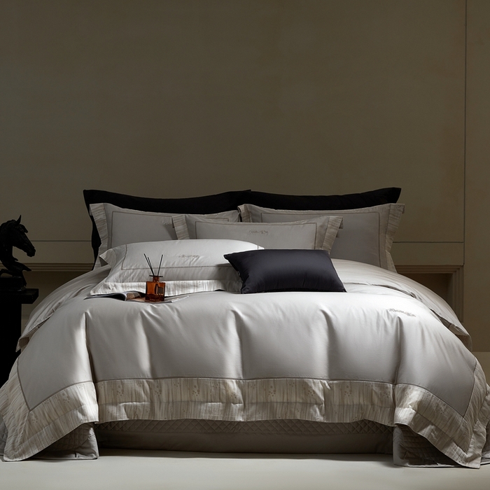 91家纺网 家纺一手货源 找家纺 （总）佳汐蓝家纺 2025新款亲肤舒适色织提花四件套-格瑞丝