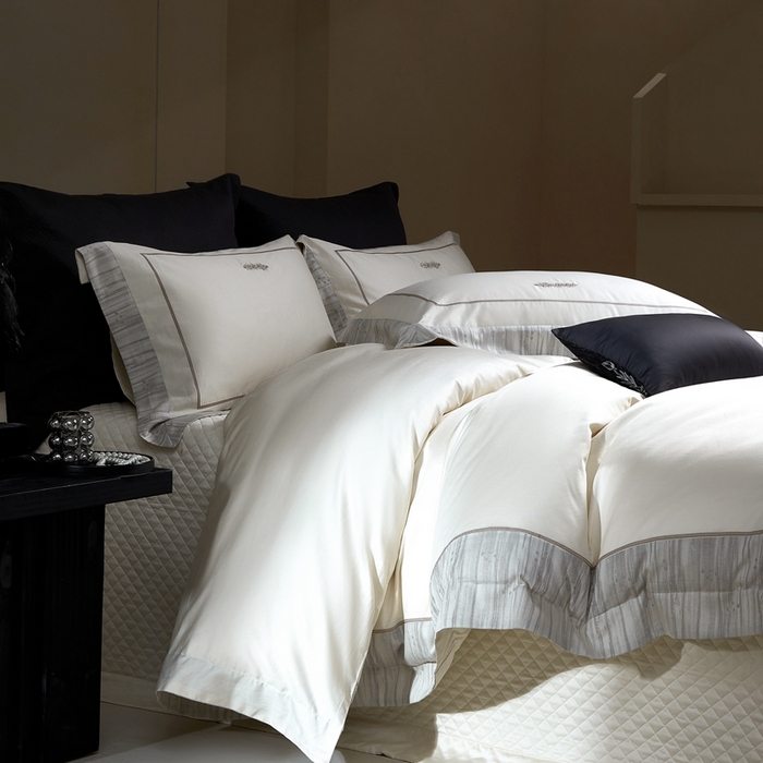 佳汐蓝家纺 2025新款亲肤舒适色织提花四件套-格瑞丝 格瑞丝-雪原白