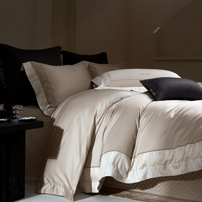 佳汐蓝家纺 2025新款亲肤舒适色织提花四件套-格瑞丝 格瑞丝-檀雾咖