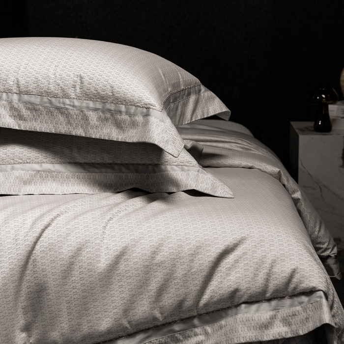 91家纺网 家纺一手货源 找家纺 佳汐蓝家纺 2025新款亲肤舒适色织提花四件套-茜茜格 茜茜格-灰