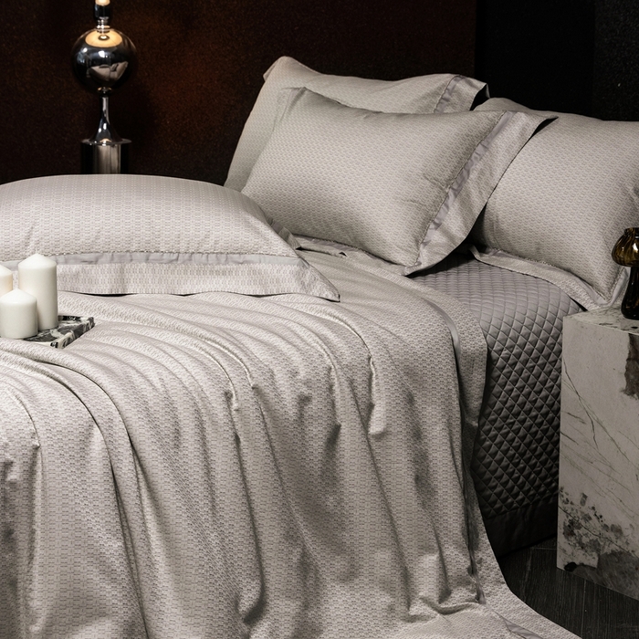 佳汐蓝家纺 2025新款亲肤舒适色织提花四件套-茜茜格 茜茜格-灰