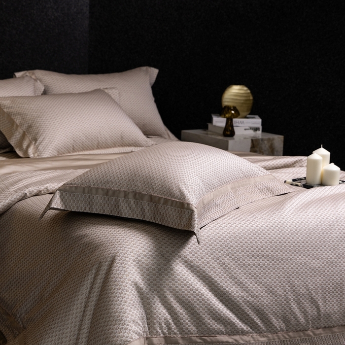 91家纺网 家纺一手货源 找家纺 佳汐蓝家纺 2025新款亲肤舒适色织提花四件套-茜茜格 茜茜格-咖