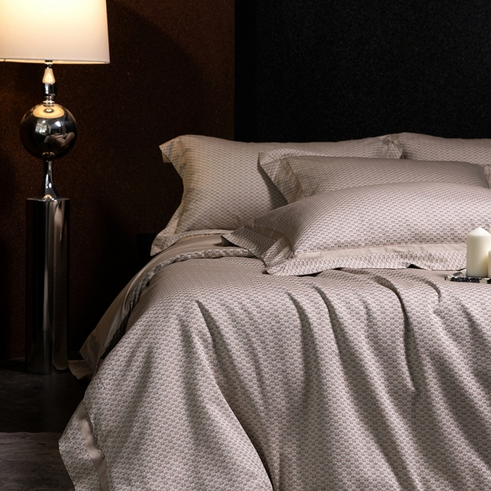 91家纺网 家纺一手货源 找家纺 佳汐蓝家纺 2025新款亲肤舒适色织提花四件套-茜茜格 茜茜格-咖