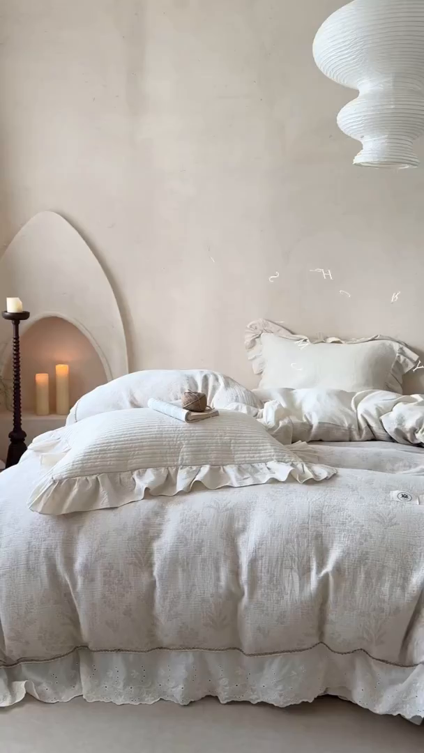 91家纺网 家纺一手货源 找家纺 （总）漫调家纺 2025新款棉麻提花床盖四件套-棉麻絮语