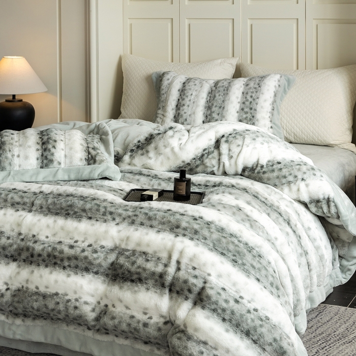 佳汐蓝家纺 2025新款亲肤舒适A类波点兔毛绒四件套-波点兔毛 波点兔毛-浅绿