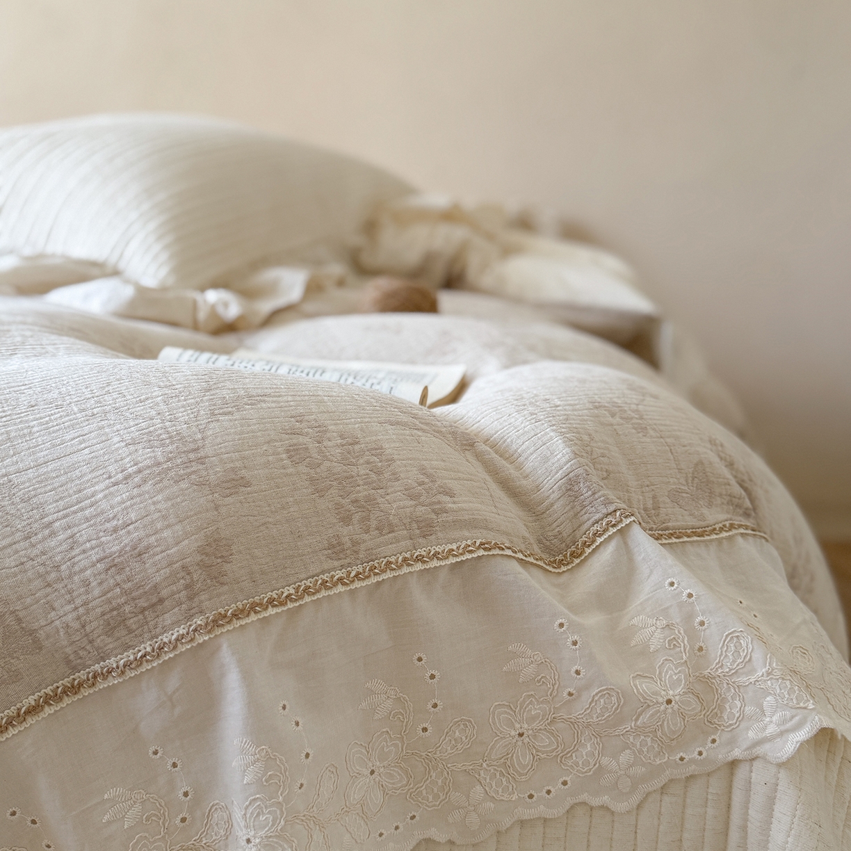 91家纺网 家纺一手货源 找家纺 （总）漫调家纺 2025新款棉麻提花床盖四件套-棉麻絮语