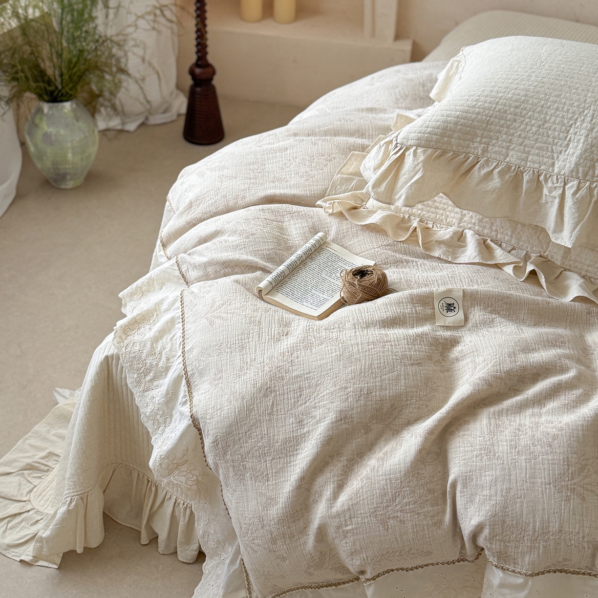 91家纺网 家纺一手货源 找家纺 （总）漫调家纺 2025新款棉麻提花床盖四件套-棉麻絮语