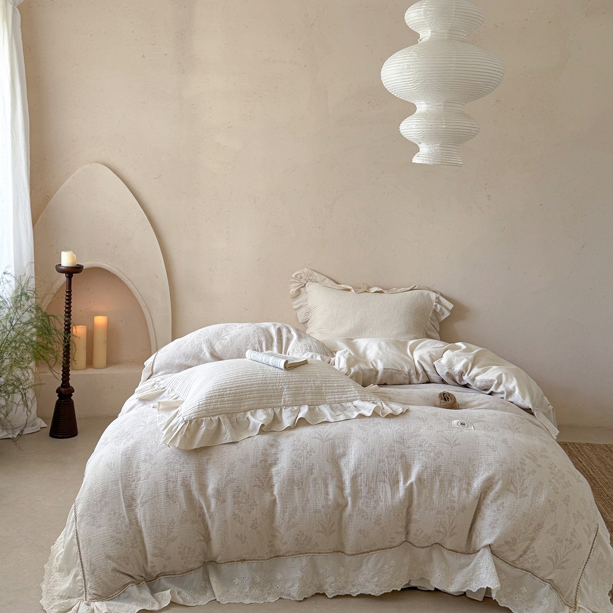 91家纺网 家纺一手货源 找家纺 （总）漫调家纺 2025新款棉麻提花床盖四件套-棉麻絮语