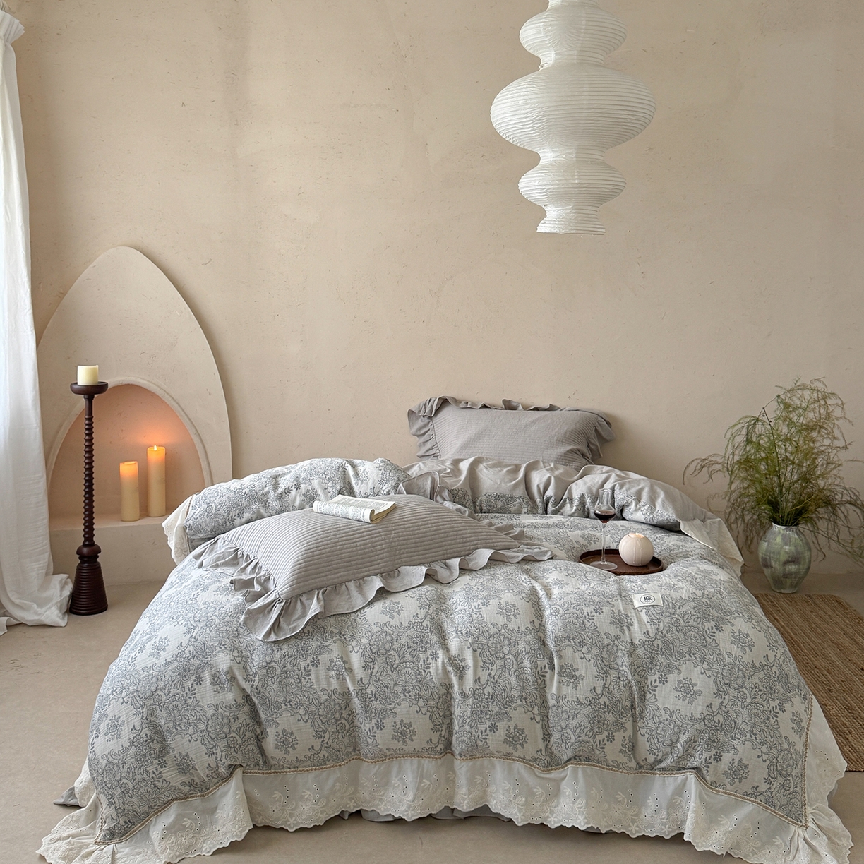 91家纺网 家纺一手货源 找家纺 （总）漫调家纺 2025新款棉麻提花床盖四件套-棉麻絮语