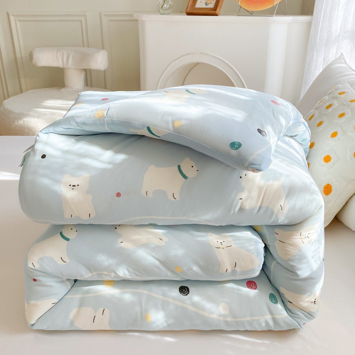 91家纺网 家纺一手货源 找家纺 （总）小叮当家纺仓储工厂店 2025新款A类母婴级宝宝被子豆豆绒牛奶针织棉被子大豆被春秋被秋冬被婴童被夏凉被