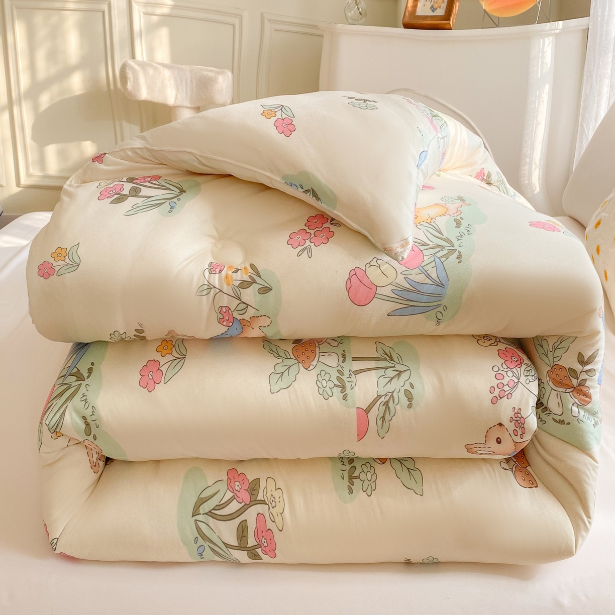 91家纺网 家纺一手货源 找家纺 （总）小叮当家纺仓储工厂店 2025新款A类母婴级宝宝被子豆豆绒牛奶针织棉被子大豆被春秋被秋冬被婴童被夏凉被