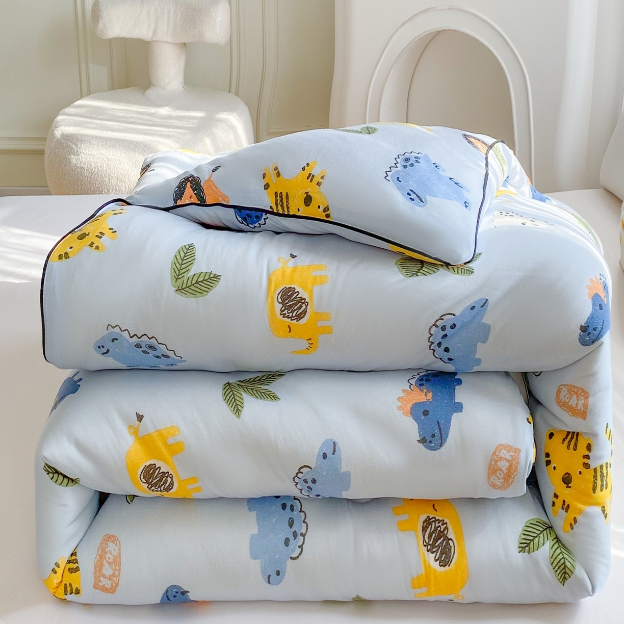 91家纺网 家纺一手货源 找家纺 （总）小叮当家纺仓储工厂店 2025新款A类母婴级宝宝被子豆豆绒牛奶针织棉被子大豆被春秋被秋冬被婴童被夏凉被