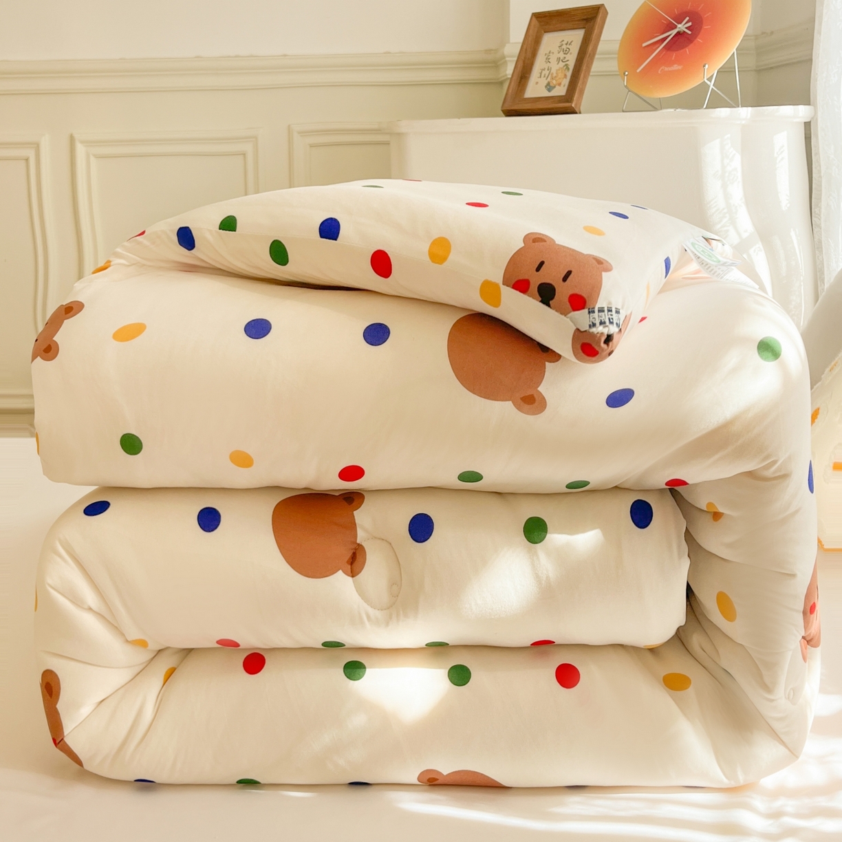 91家纺网 家纺一手货源 找家纺 （总）小叮当家纺仓储工厂店 2025新款A类母婴级宝宝被子豆豆绒牛奶针织棉被子大豆被春秋被秋冬被婴童被夏凉被