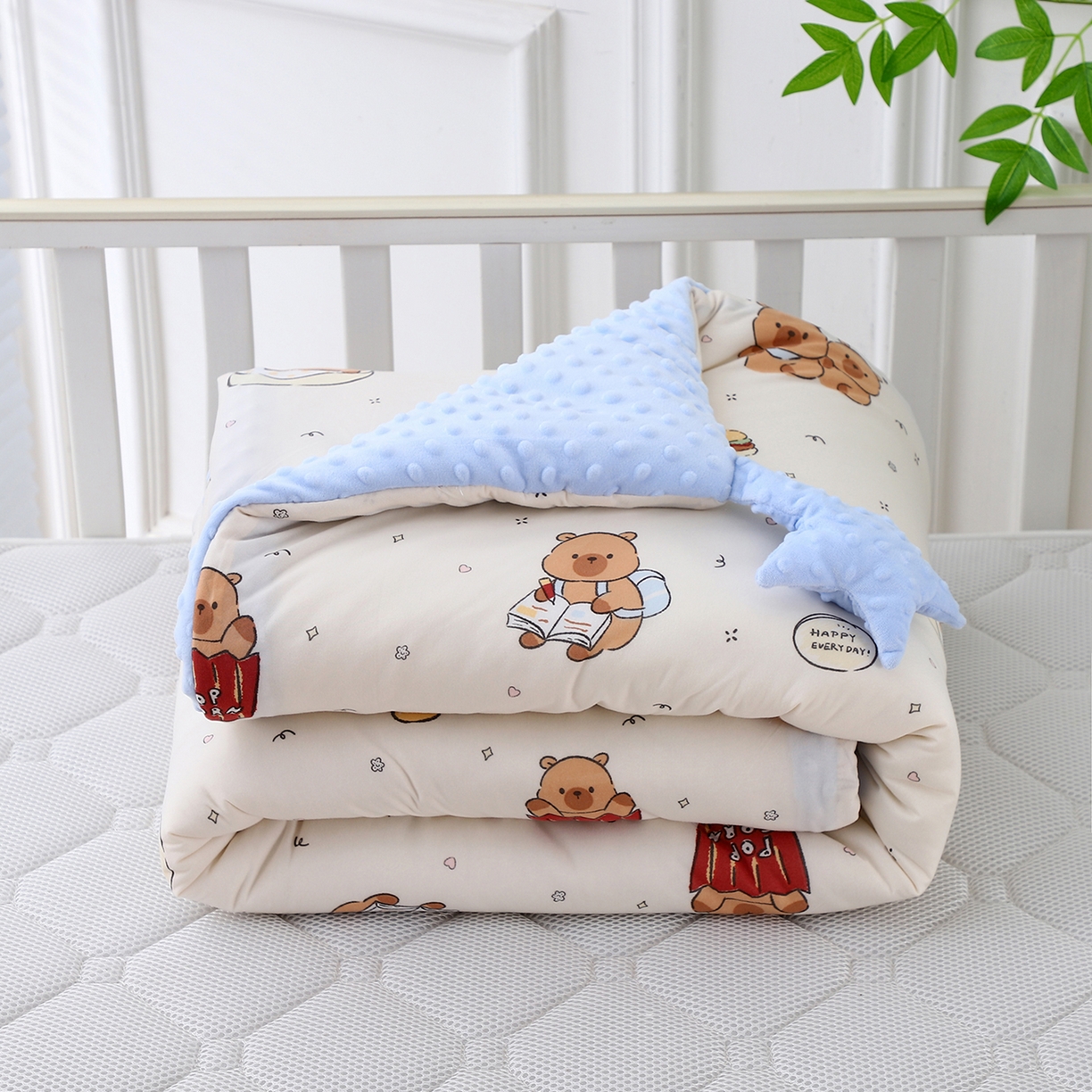 悦织湾家纺 小海星款针织棉宝宝绒豆豆被被子被芯2025新款秋冬轻奢时尚单人床学生宿舍毛毯 卡皮巴拉