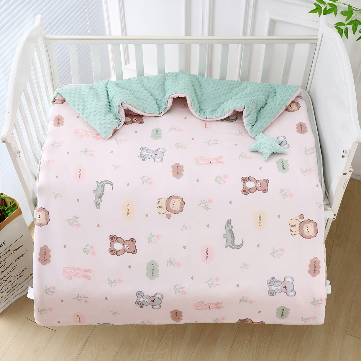 91家纺网 家纺一手货源 找家纺 悦织湾家纺 小海星款针织棉宝宝绒豆豆被被子被芯2025新款秋冬轻奢时尚单人床学生宿舍毛毯 动物乐园